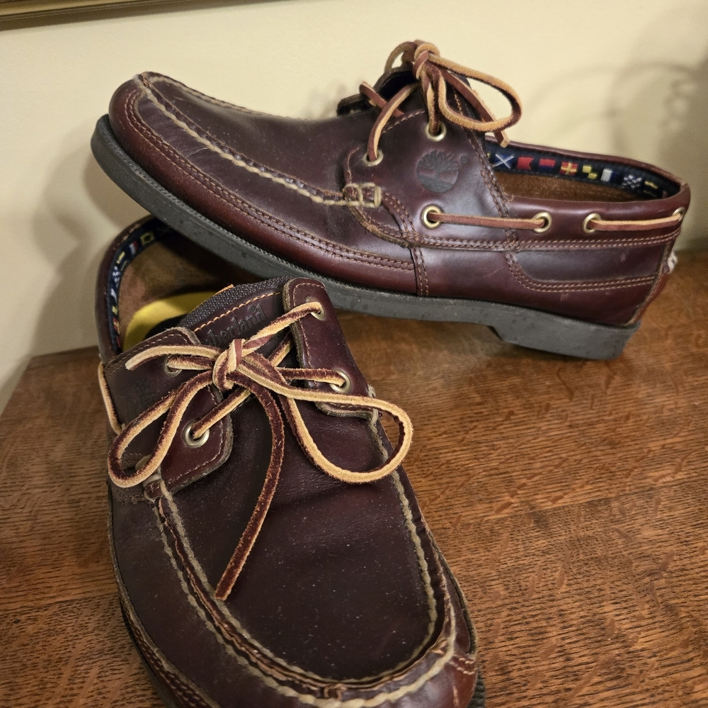 Timberland Men's Dark Brown Leather Boat Shoes